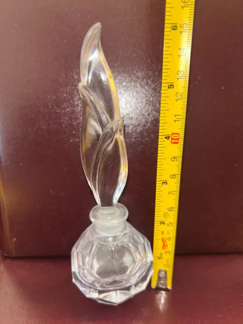 Vintage Empty Glass Bottle with Feather Shaped Topper